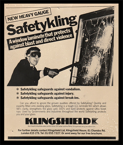 very thick safety film from Klingshield